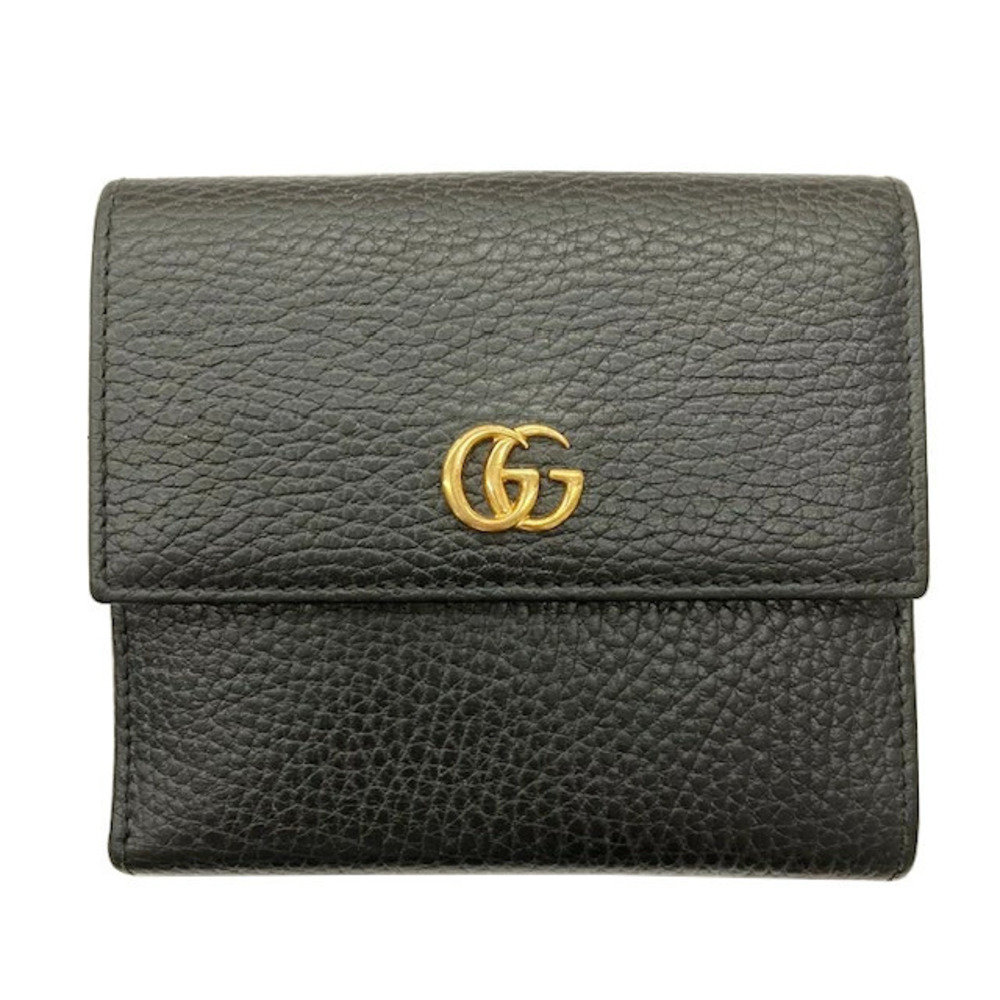 Gucci GG Marmont Bifold Wallet Double Snap Closure Leather Compact Black
